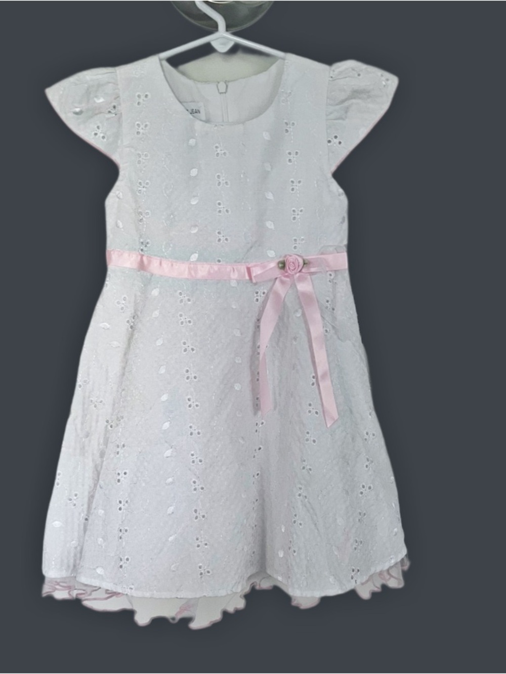 Bonnie Jean White Eyelet Cap Sleeve Dress Size 3T
